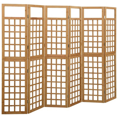 Vidaxl 6-Panel Room Divider/trellis Solid Fir Wood 242.5X180 Cm Room Dividers from B&Q