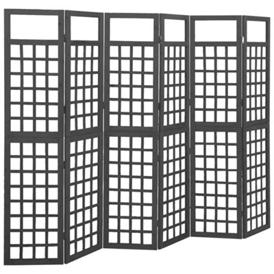 Vidaxl 6-Panel Room Divider/trellis Solid Fir Wood Black 242.5X180 Cm from B&Q