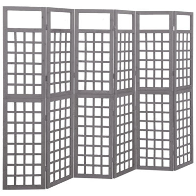 Vidaxl 6-Panel Room Divider/trellis Solid Fir Wood Grey 242.5X180 Cm from B&Q
