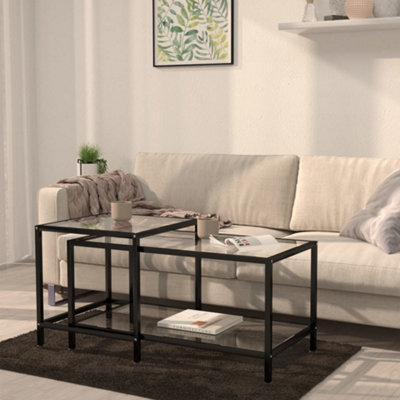 B&Q -  Tea Tables 2 Pcs Tempered Glass Transparent