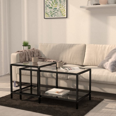 Vidaxl Tea Tables 2 Pcs Tempered Glass Black from B&Q