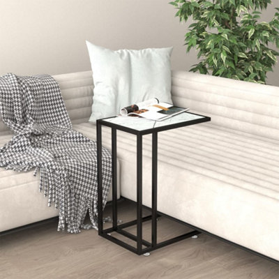 Vidaxl Computer Side Table White Marble 50X35X65 Cm Tempered Glass Computer Side Tables from B&Q