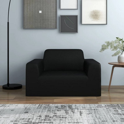 Vidaxl Stretch Couch Slipcover Black Polyester Jersey from B&Q