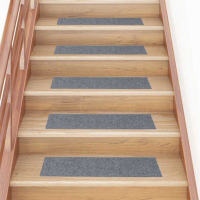 B&Q -  Stair Mats Self-Adhesive 15 Pcs 76X20 Cm Light Grey Rectangular