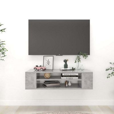 Vidaxl Grey Hanging Tv Cabinet Concrete 100X30x26.5 Cm Engineered Wood