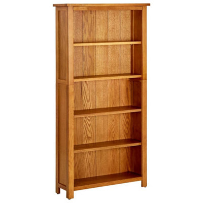 Vidaxl 5-Tier Bookcase 70X22x140 Cm Solid Oak Wood Bookcases