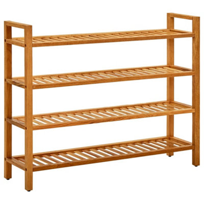 B&Q -  Shoe Rack With 4 Shelves 100X27X80 Cm Solid Oak Wood