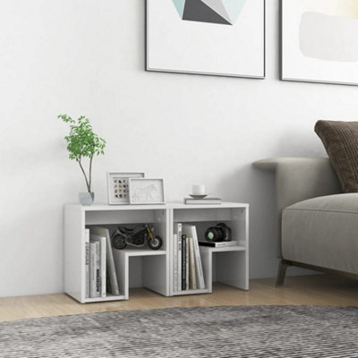 Vidaxl 2X Bed Cabinets High Gloss White Engineered Wood Bedside Cabinet Table - Image 3