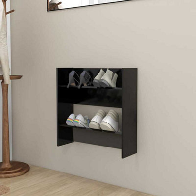 Vidaxl Black Wall Shoe Cabinet 60X18x60 Cm Engineered Wood Wall Shoe Cabinets