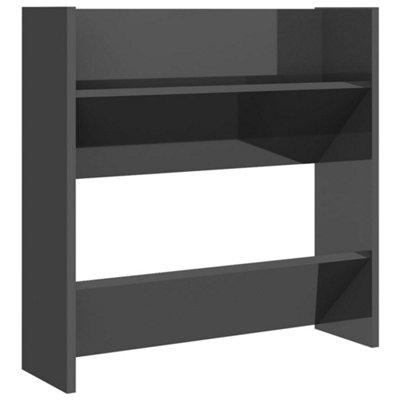B&Q -  Wall Shoe Cabinet High Gloss Grey 60X18X60 Cm Engineered Wood