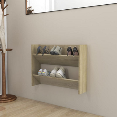 B&Q -  Wall Shoe Cabinet Sonoma Oak 80X18X60 Cm Engineered Wood