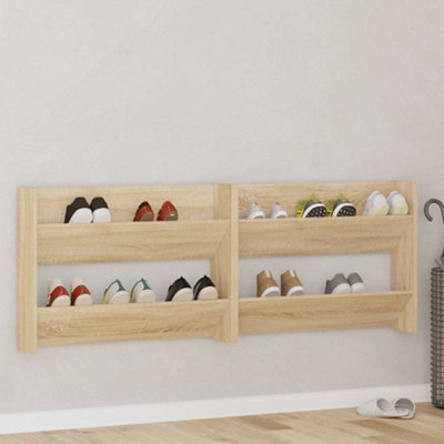 B&Q -  Wall Shoe Cabinets 2 Pcs Sonoma Oak 80X18X60Cm Engineered Wood