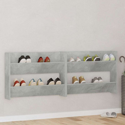 B&Q -  Wall Shoe Cabinets 2 Pcs Concrete Grey 80X18X60 Cm Engineered Wood