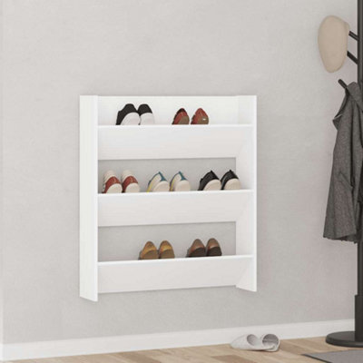 B&Q -  Wall Shoe Cabinet White 80X18X90 Cm Engineered Wood