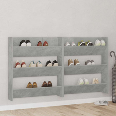 B&Q -  Wall Shoe Cabinet Concrete Grey 80X18X90 Cm Engineered Wood
