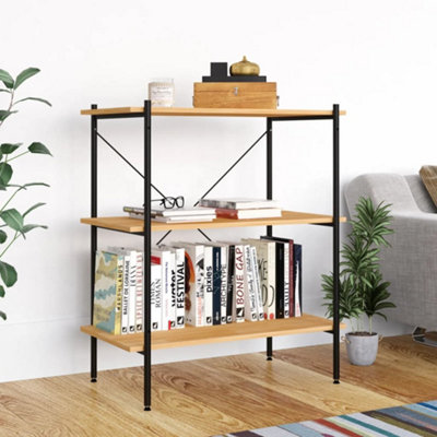 B&Q -  3-Tier Shelving Unit Black And Oak 80X40X92 Cm