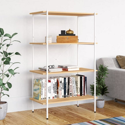Vidaxl 4-Tier Shelving Unit White And Oak 80X40X130 Cm from B&Q