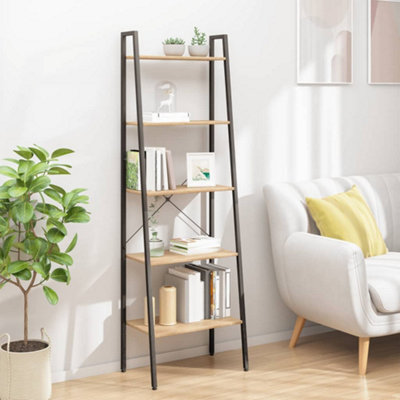 B&Q -  5-Tier Standing Shelf Light Brown And Black 56X35X174 Cm