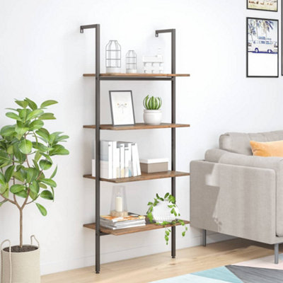 Vidaxl 4-Tier Leaning Shelf Dark Brown And Black 64X35X152.5 Cm from B&Q
