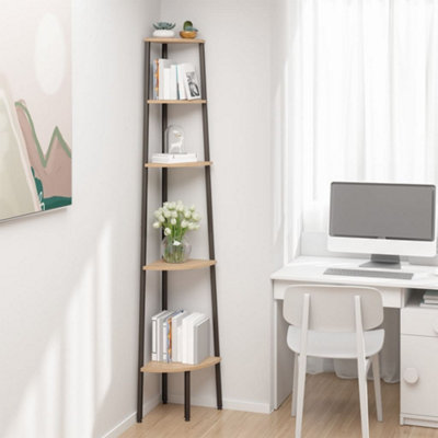 Vidaxl 5-Tier Corner Shelf And 45.5X31.5x180 Cm Light/Brown/Black