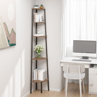 Vidaxl 5-Tier Corner Shelf Dark Brown And Black 45.5X31.5X180 Cm from B&Q