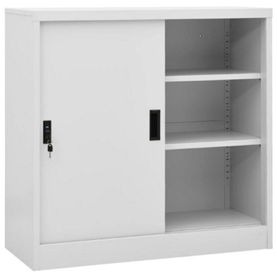 Vidaxl Office Cabinet With Sliding Door Light Grey 90X40X90 Cm Steel from B&Q