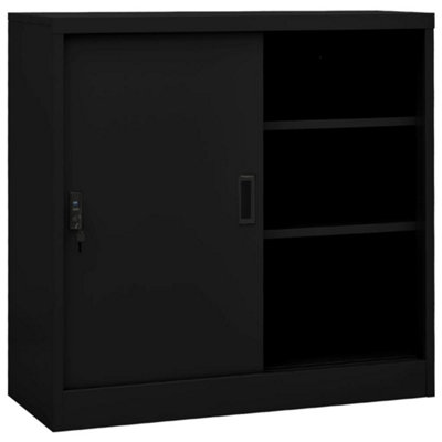 Vidaxl Office Cabinet With Sliding Door Black 90X40X90 Cm Steel from B&Q
