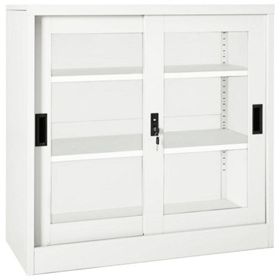 Vidaxl Sliding Door Cabinet 90X40x90 Cm Steel White