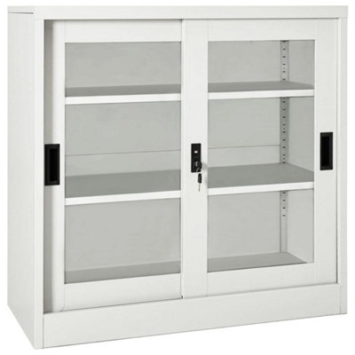 Vidaxl Light/Grey Sliding Door Cabinet 90X40x90 Cm Steel Small