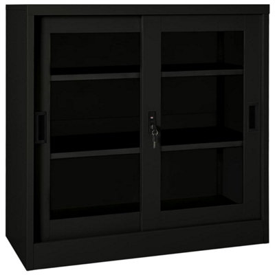 Vidaxl Sliding Door Cabinet Black 90X40X90 Cm Steel from B&Q