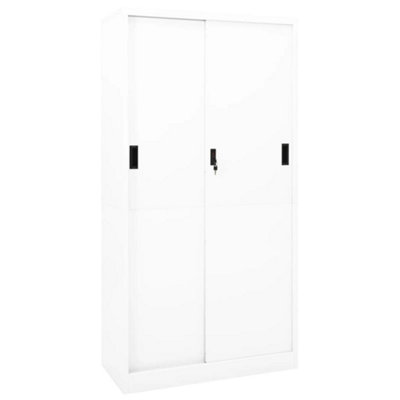 Vidaxl Office Cabinet With Sliding Door 90X40x180 Cm Steel White