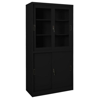Vidaxl Office Cabinet With Sliding Door 90X40x180 Cm Steel Black