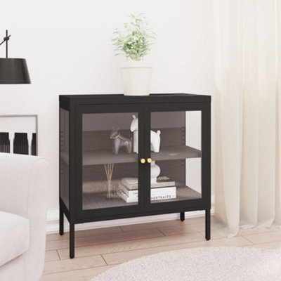 Vidaxl Sideboard 70X35x70 Cm Steel And Glass Black