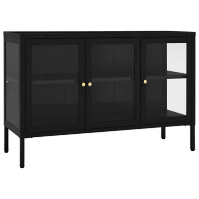 Vidaxl Sideboard 105X35x70 Cm Steel And Glass Black