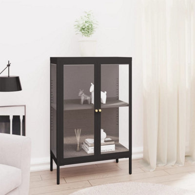 B&Q -  Sideboard Black 75X35X105 Cm Steel And Glass