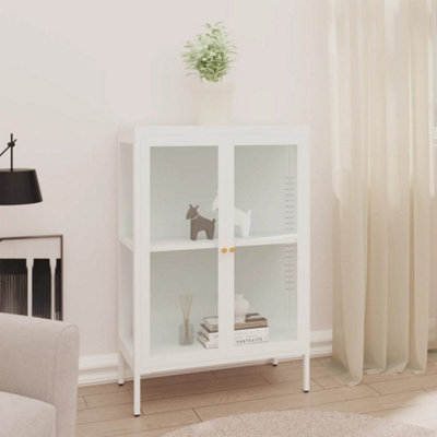B&Q -  Sideboard White 75X35X105 Cm Steel And Glass