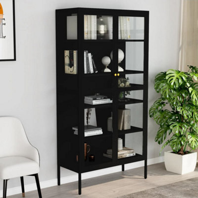 B&Q -  Display Cabinet Black 90X40X180 Cm Steel And Tempered Glass