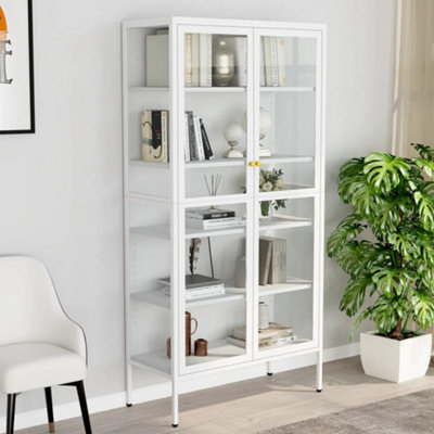 B&Q -  Display Cabinet White 90X40X180 Cm Steel And Tempered Glass