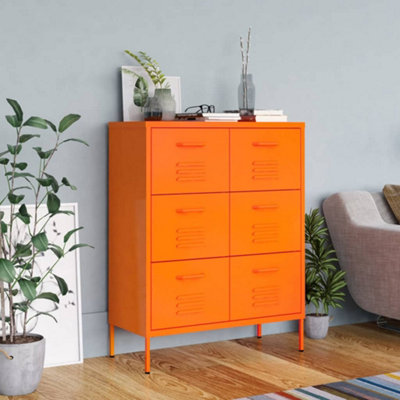 Vidaxl Drawer Cabinet 80X35x101.5 Cm Steel Orange - B&Q