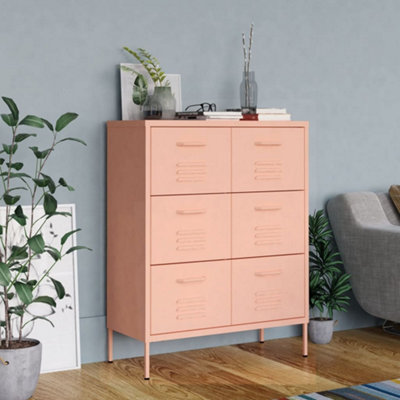 Vidaxl Drawer Cabinet Pink 80X35X101.5 Cm Steel from B&Q