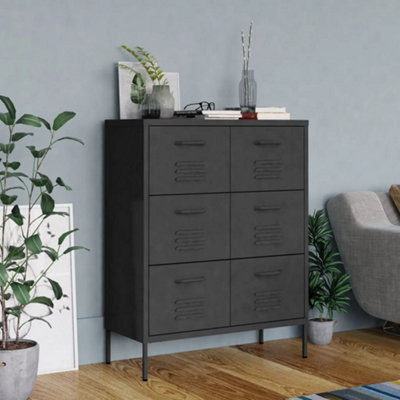 Vidaxl Drawer Cabinet 80X35x101.5 Cm Steel Anthracite