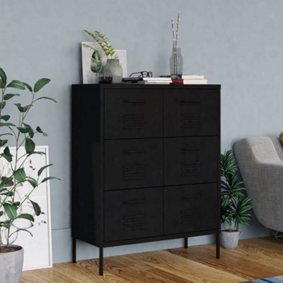 Vidaxl Drawer Cabinet Black 80X35X101.5 Cm Steel from B&Q