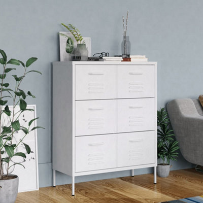 Vidaxl Drawer Cabinet White 80X35X101.5 Cm Steel from B&Q