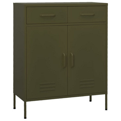 B&Q -  Storage Cabinet Olive Green 80X35X101.5 Cm Steel