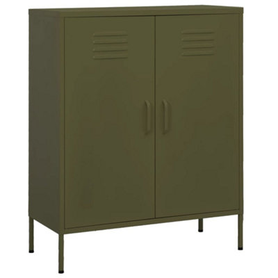 B&Q -  Storage Cabinet Olive Green 80X35X101.5 Cm Steel