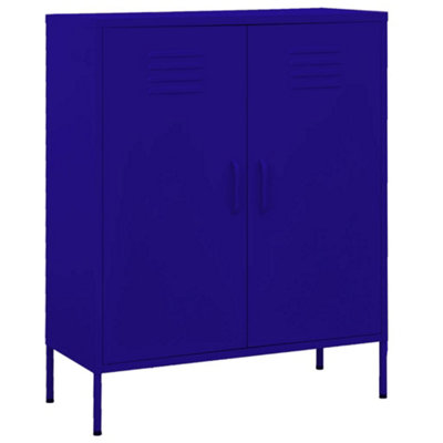 B&Q -  Storage Cabinet Navy Blue 80X35X101.5 Cm Steel