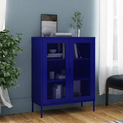 Vidaxl Storage Cabinet Navy 80X35x101.5 Cm Steel Blue