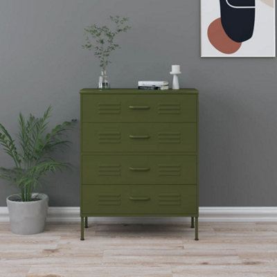 B&Q -  Chest Of Drawers Olive Green 80X35X101.5 Cm Steel Chests Of Drawers
