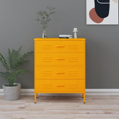 B&Q -  Chest Of Drawers Mustard Yellow 80X35X101.5 Cm Steel Chests Of Drawers