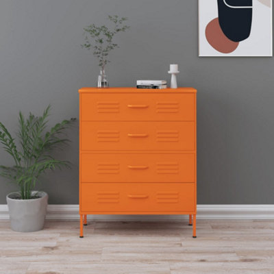 Vidaxl Chest Of Drawers Orange 80X35X101.5 Cm Steel Chests Of Drawers from B&Q